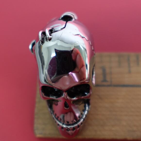 Stainless Steel Stapled Skull Pendant SP-630 - Picture 6 of 6